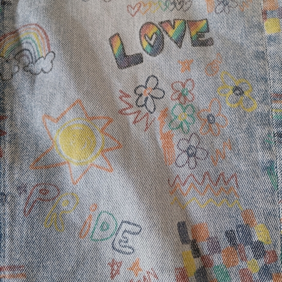 American Eagle Jeans Size 8 Love Pride Rainbow‎ Pattern Super High Rise Straight - Picture 2 of 10